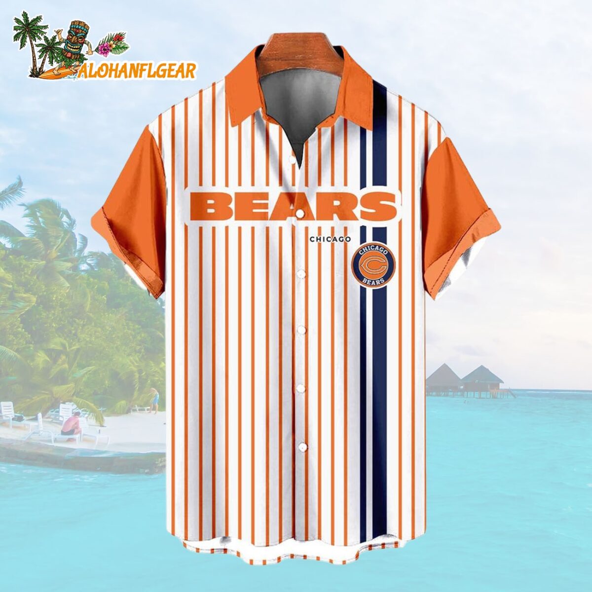 Chicago BearsClassic Retro Mascot Line Summer Beach Hawaiian Shirt 1