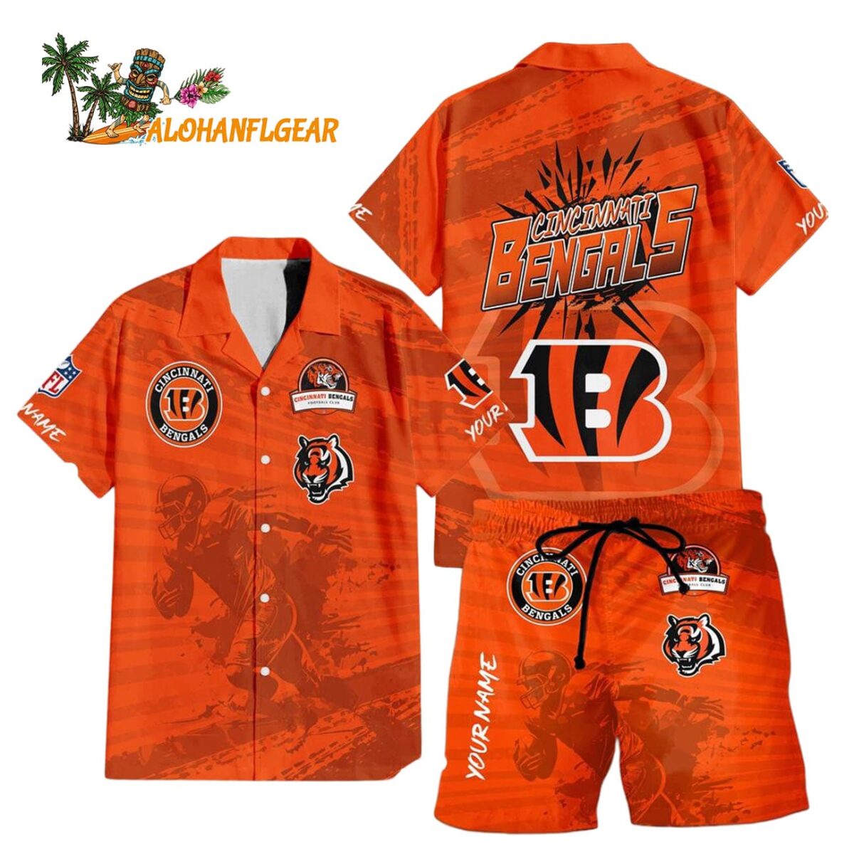 Cincinnati Bengals Combo Hawaiian Shirt And Shorts Football Summer Beach Hawaiian Sets 1