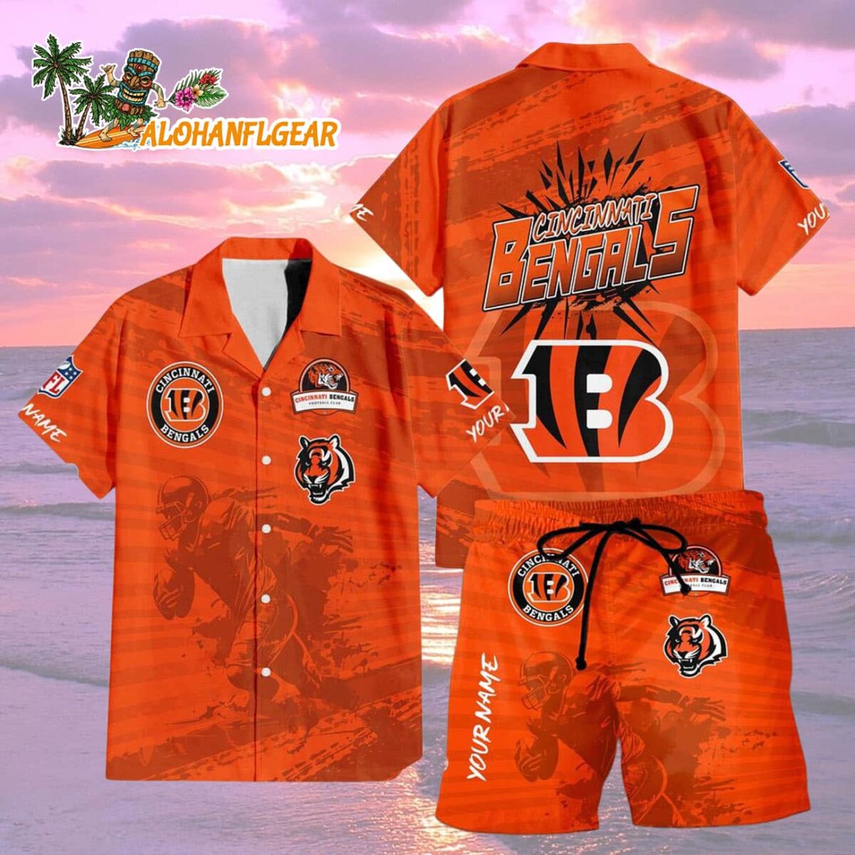 Cincinnati Bengals Combo Hawaiian Shirt And Shorts Football Summer Beach Hawaiian Sets 2