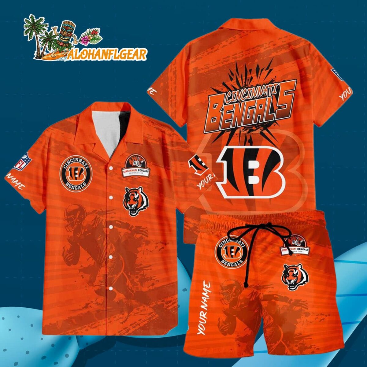 Cincinnati Bengals Combo Hawaiian Shirt And Shorts Football Summer Beach Hawaiian Sets 3