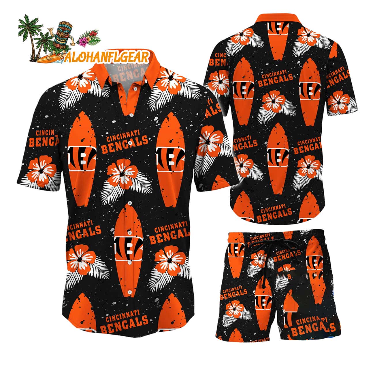 Cincinnati Bengals Flower Pattern Hawaiian Shirt And Shorts Cincinnati Bengals Flower Pattern Hawaiian Shirt And Shorts