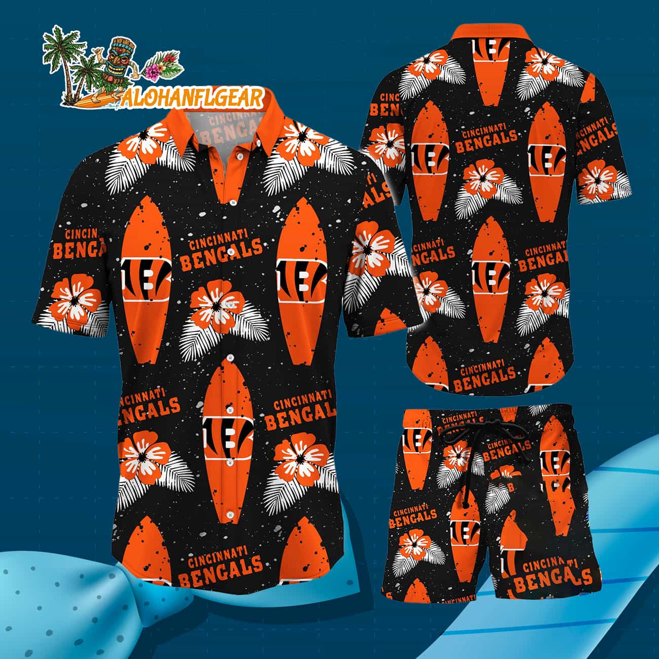 Cincinnati Bengals Flower Pattern Hawaiian Shirt And Shorts Cincinnati Bengals Flower Pattern Hawaiian Shirt And Shorts