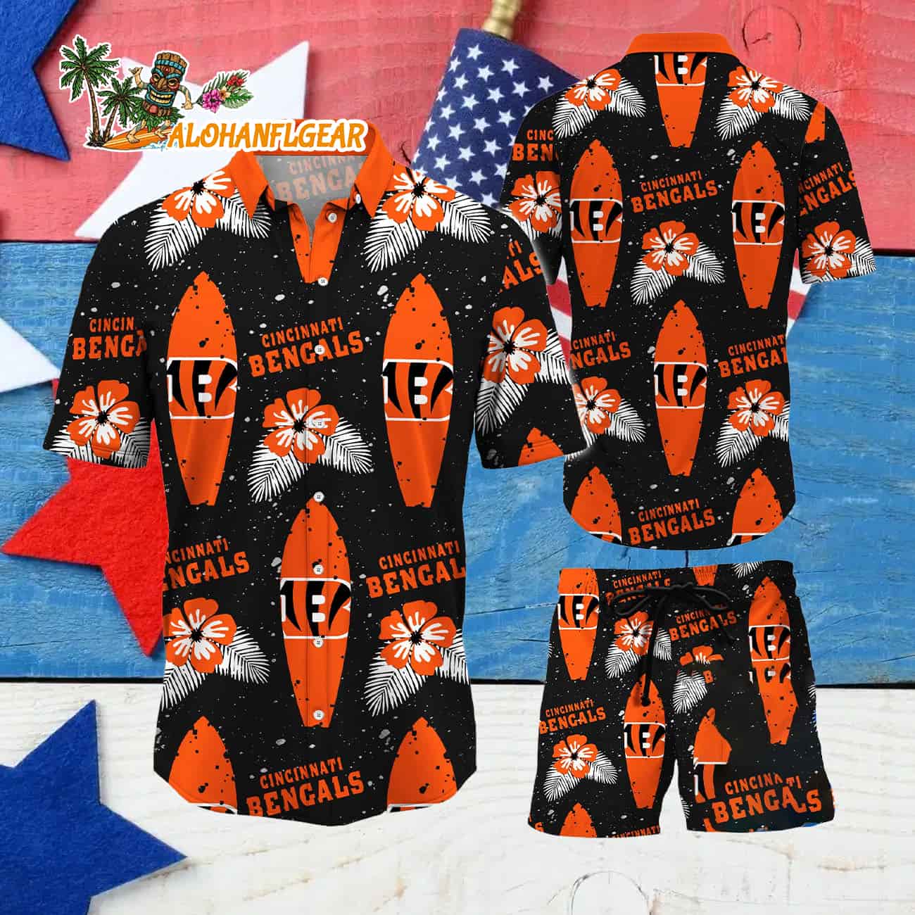 Cincinnati Bengals Flower Pattern Hawaiian Shirt And Shorts Cincinnati Bengals Flower Pattern Hawaiian Shirt And Shorts