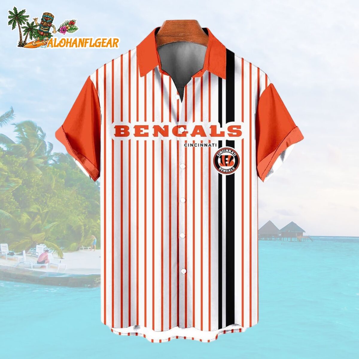 Cincinnati BengalsClassic Retro Mascot Line Summer Beach Hawaiian Shirt 1