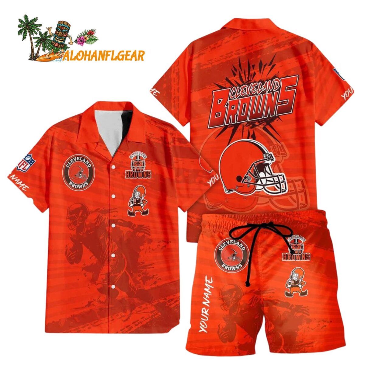 Cleveland Browns Combo Hawaiian Shirt And Shorts Football Summer Beach Hawaiian Sets 1