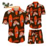 Cleveland Browns Flower Pattern Hawaiian Shirt And Shorts Football Summer Hawaiian Set 1
