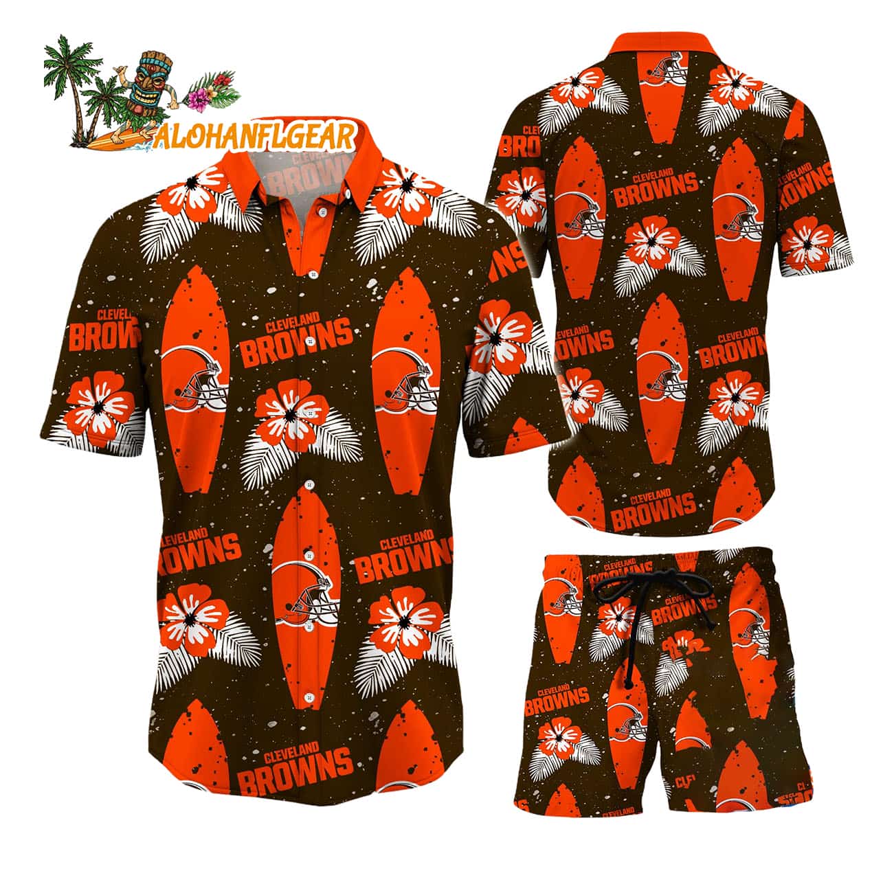 Cleveland Browns Flower Pattern Hawaiian Shirt And Shorts Cleveland Browns Flower Pattern Hawaiian Shirt And Shorts