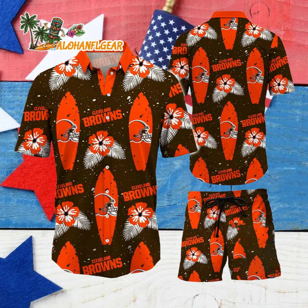 Cleveland Browns Flower Pattern Hawaiian Shirt And Shorts Football Summer Hawaiian Set 4