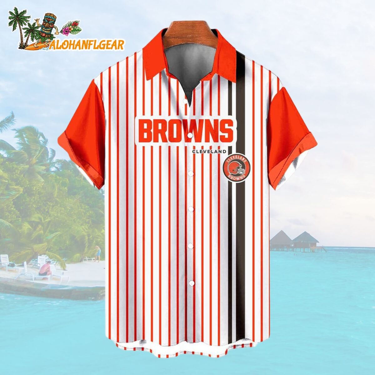 Cleveland BrownsClassic Retro Mascot Line Summer Beach Hawaiian Shirt 1