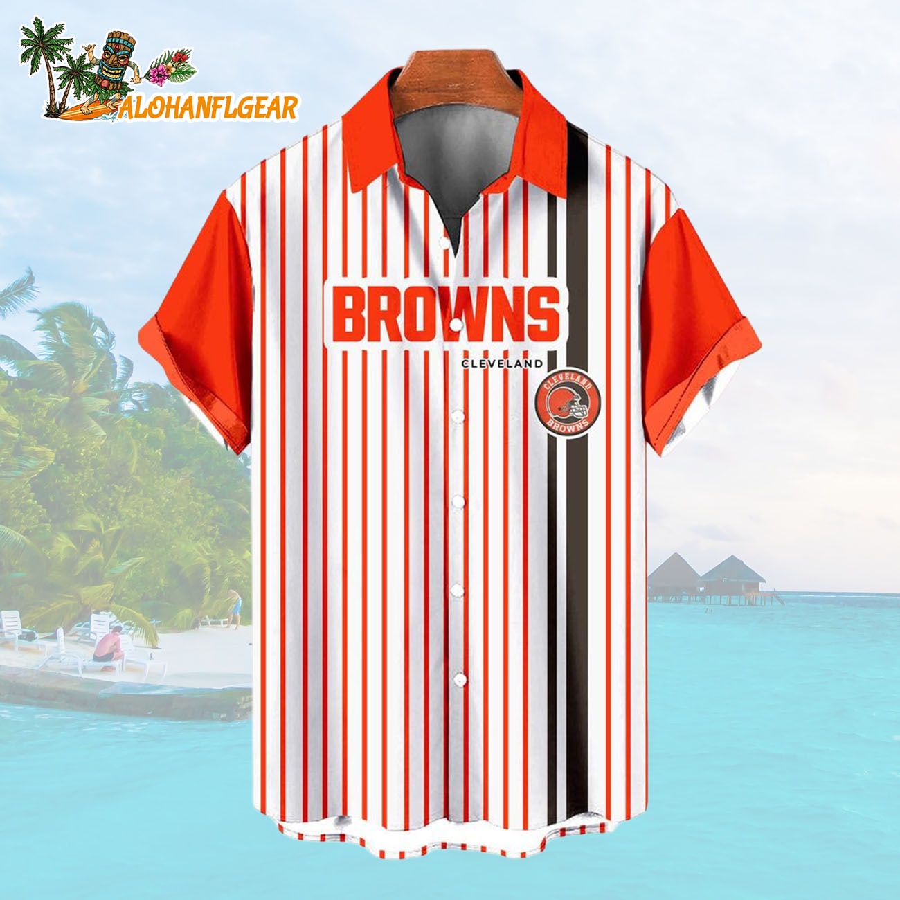 Cleveland BrownsClassic Retro Mascot Line Summer Beach Hawaiian Shirt Cleveland BrownsClassic Retro Mascot Line Summer Beach Hawaiian Shirt