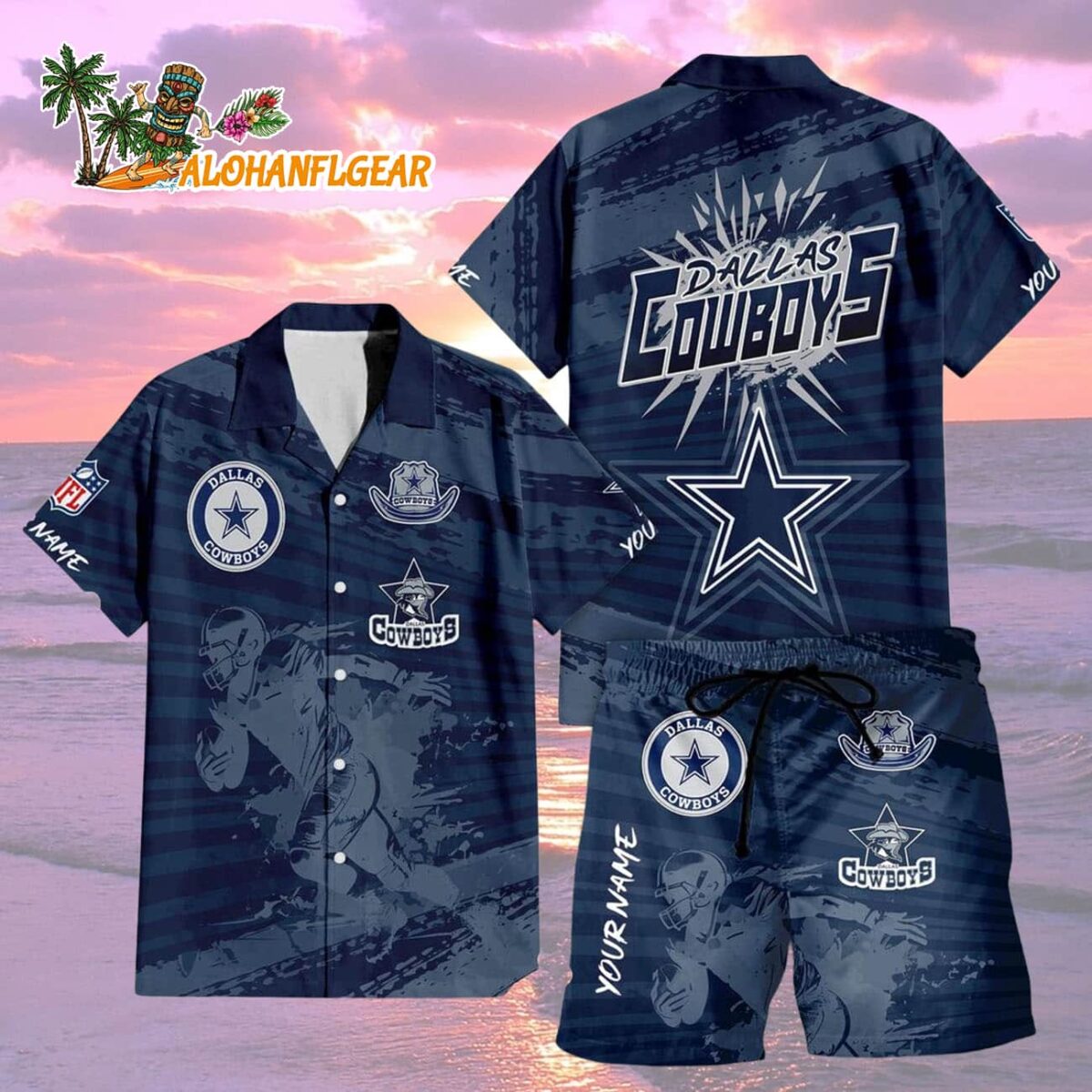 Dallas Cowboys Combo Hawaiian Shirt And Shorts Football Summer Beach Hawaiian Sets 2