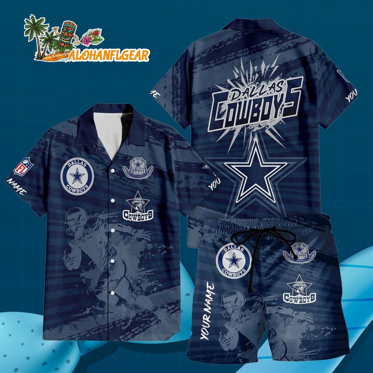 Dallas Cowboys Combo Hawaiian Shirt And Shorts Football Summer Beach Hawaiian Sets 3