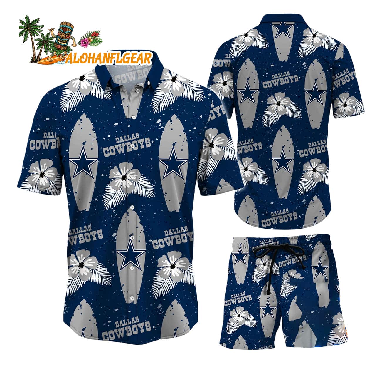Dallas Cowboys Flower Pattern Hawaiian Shirt And Shorts Dallas Cowboys Flower Pattern Hawaiian Shirt And Shorts