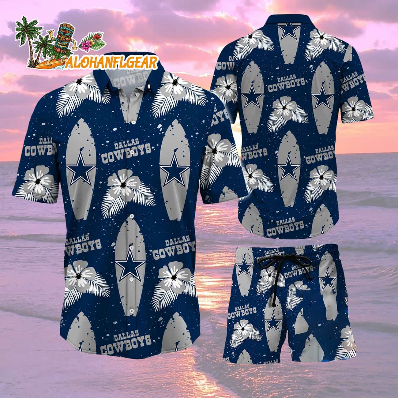 Dallas Cowboys Flower Pattern Hawaiian Shirt And Shorts Dallas Cowboys Flower Pattern Hawaiian Shirt And Shorts