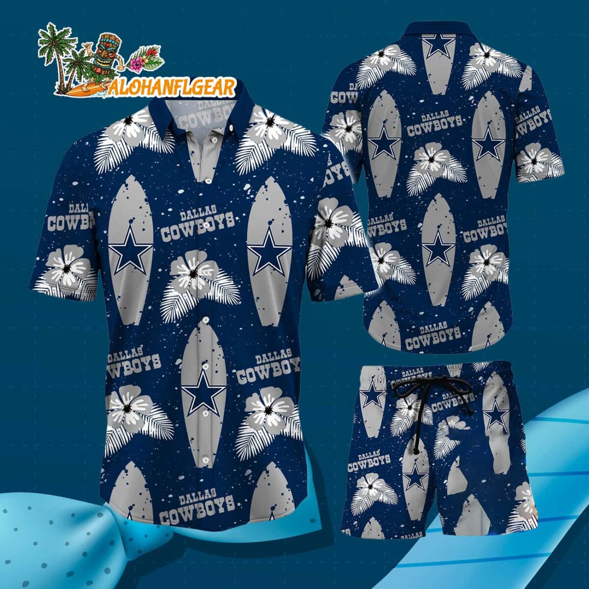 Dallas Cowboys Flower Pattern Hawaiian Shirt And Shorts Football Summer Hawaiian Set 3