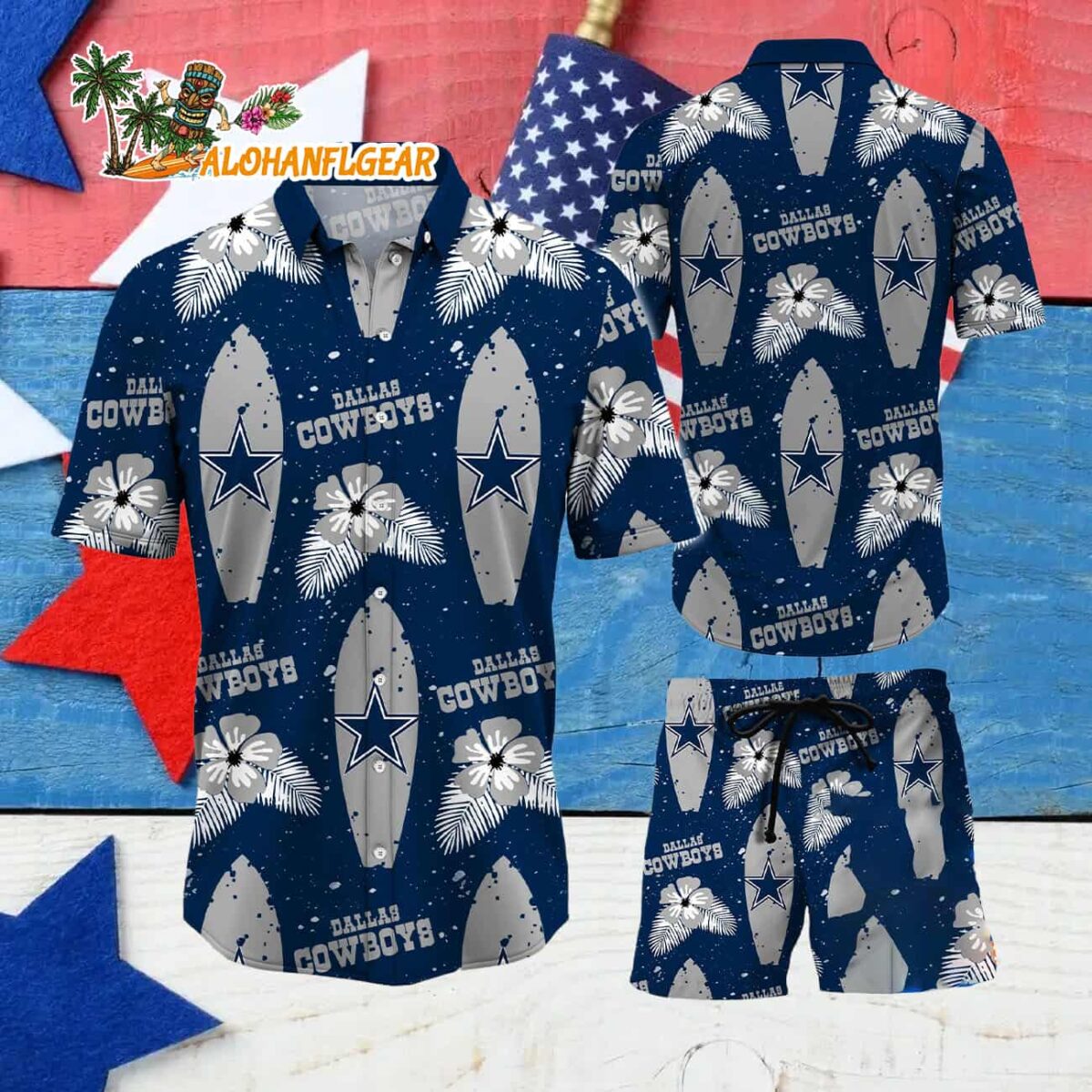 Dallas Cowboys Flower Pattern Hawaiian Shirt And Shorts Football Summer Hawaiian Set 4