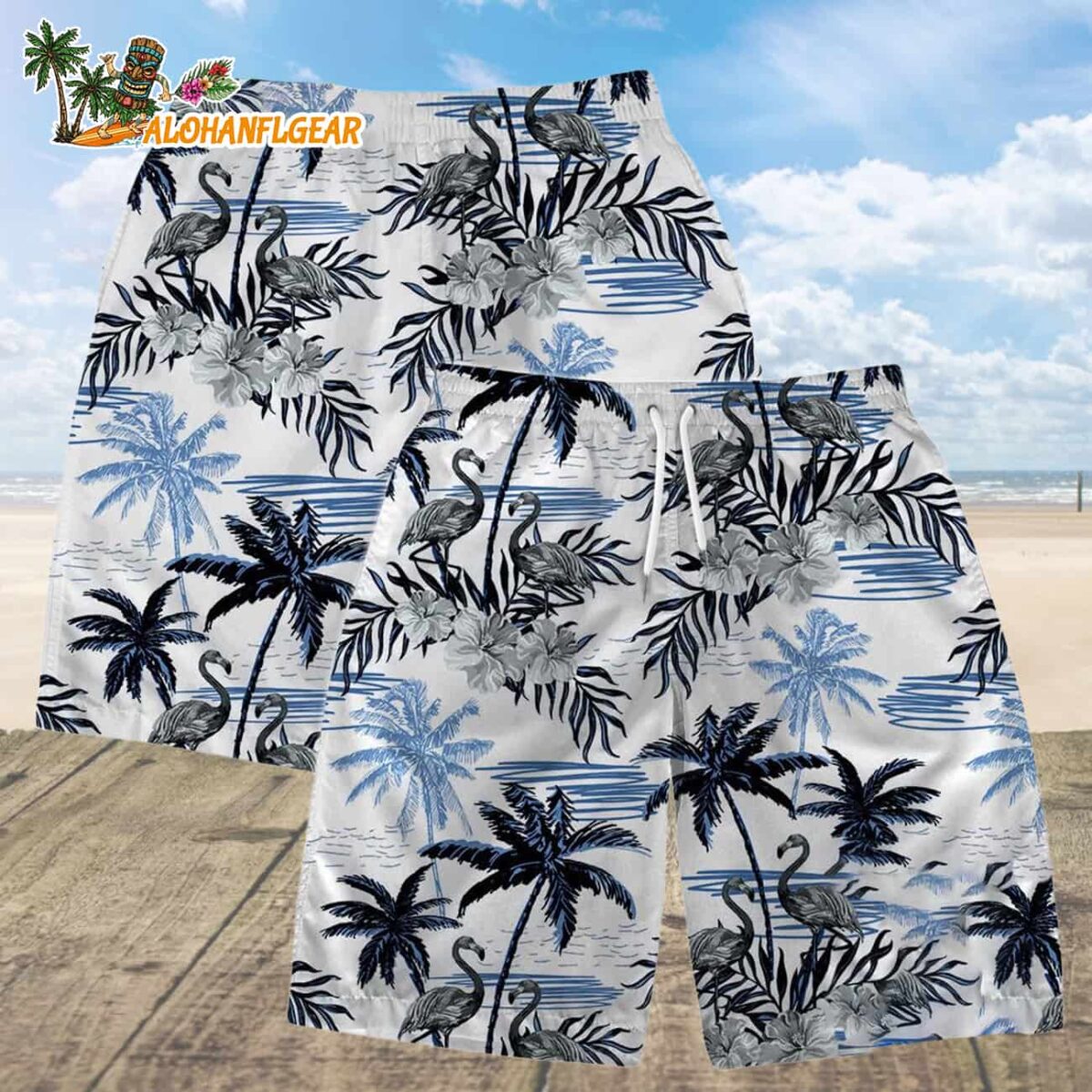 Dallas Cowboys Football Team Logo Pattern Flamingo Hibiscus Summer Hawaiian Shirt And Beach Short 4