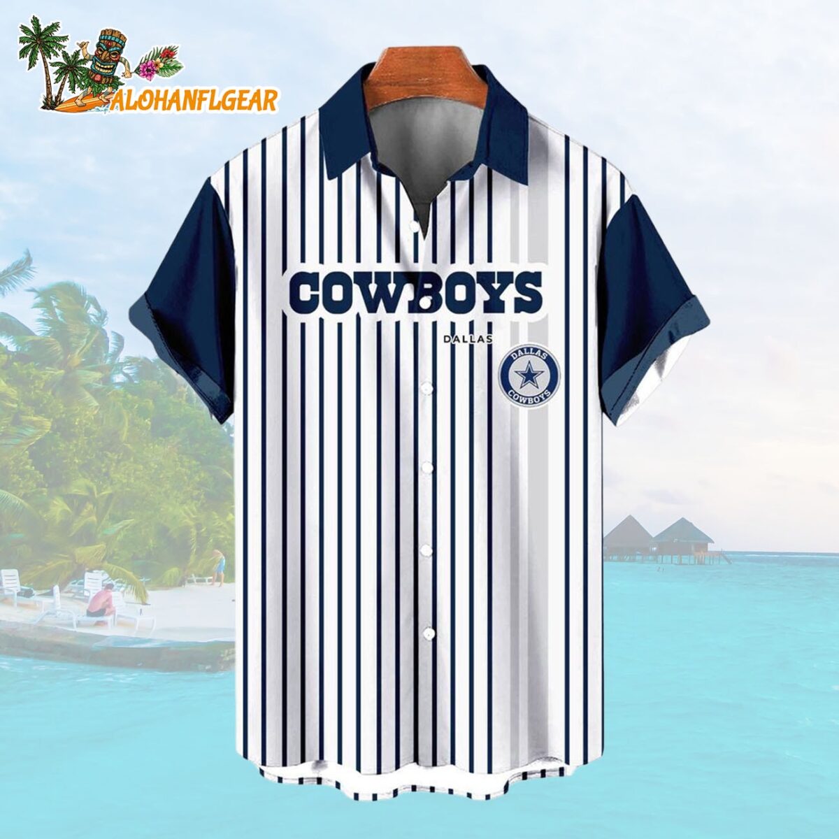 Dallas CowboysClassic Retro Mascot Line Summer Beach Hawaiian Shirt 1