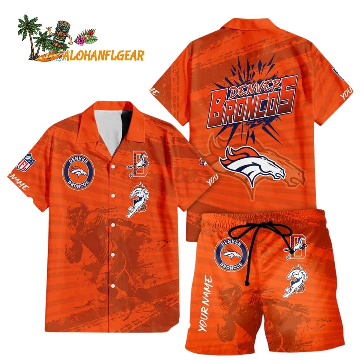 Denver Broncos Combo Hawaiian Shirt And Shorts Football Summer Beach Hawaiian Sets 1