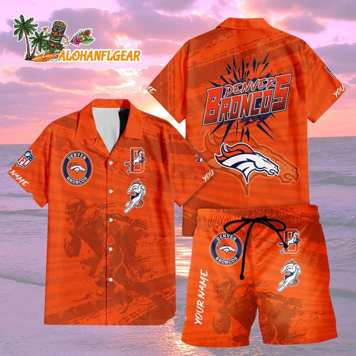 Denver Broncos Combo Hawaiian Shirt And Shorts Football Summer Beach Hawaiian Sets 2