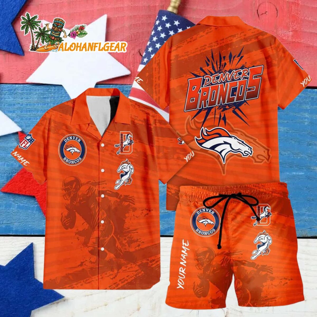 Denver Broncos Combo Hawaiian Shirt And Shorts Football Summer Beach Hawaiian Sets 4