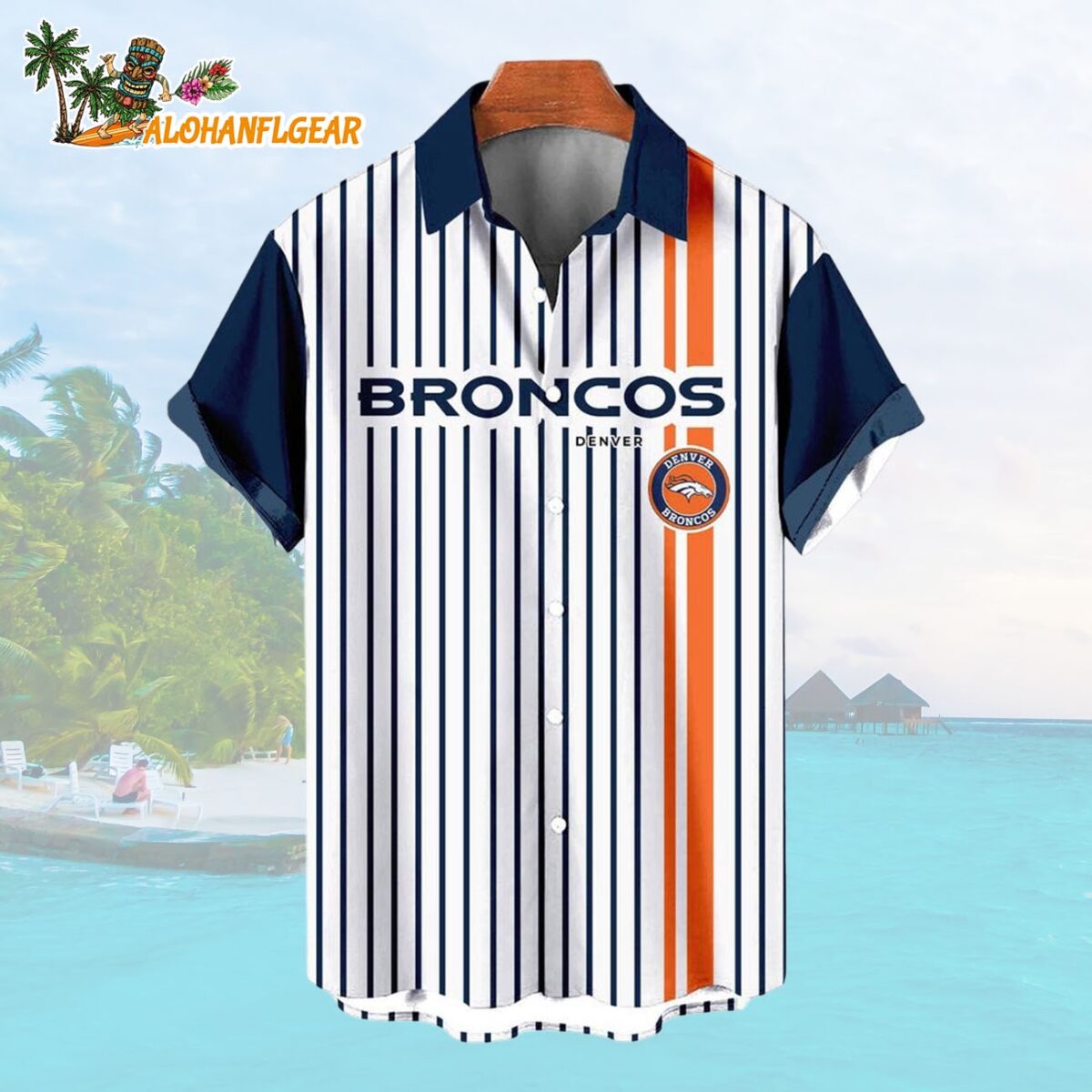 Denver BroncosClassic Retro Mascot Line Summer Beach Hawaiian Shirt 1