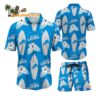 Detroit Lions Flower Pattern Hawaiian Shirt And Shorts Football Summer Hawaiian Set 1