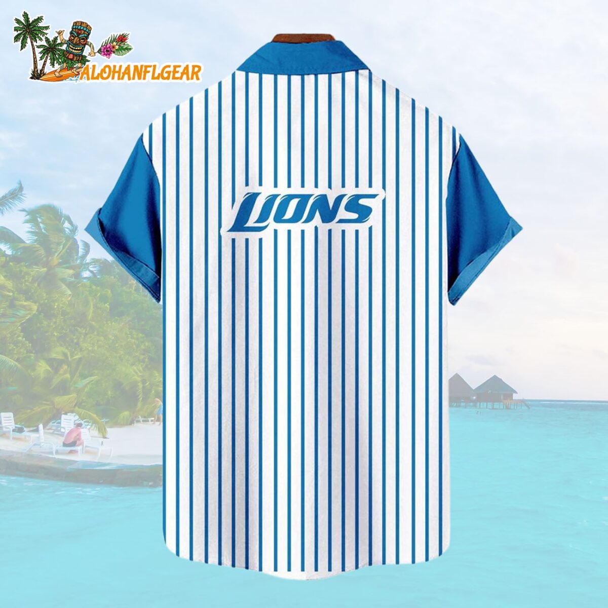 Detroit LionsClassic Retro Mascot Line Summer Beach Hawaiian Shirt 2
