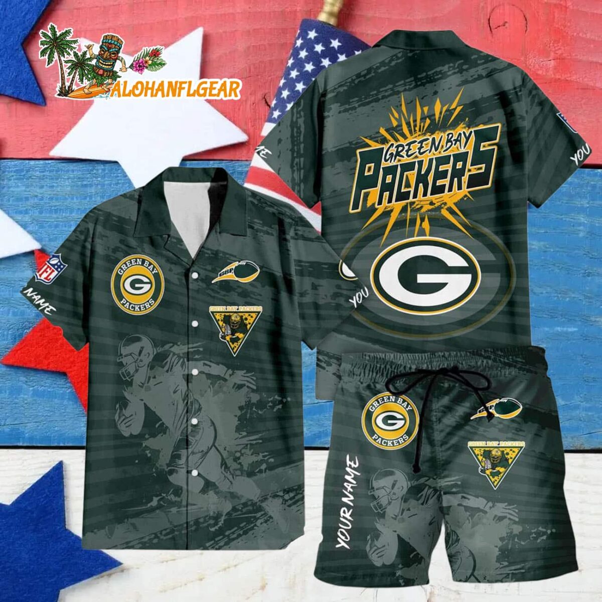 Green Bay Packers Combo Hawaiian Shirt And Shorts Football Summer Beach Hawaiian Sets 4