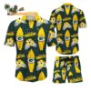 Green Bay Packers Flower Pattern Hawaiian Shirt And Shorts Football Summer Hawaiian Set 1
