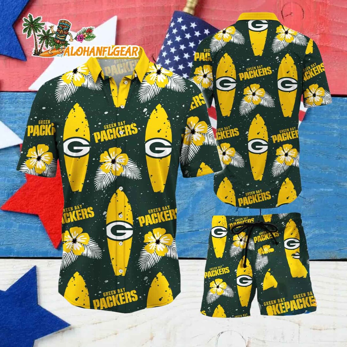 Green Bay Packers Flower Pattern Hawaiian Shirt And Shorts Football Summer Hawaiian Set 4