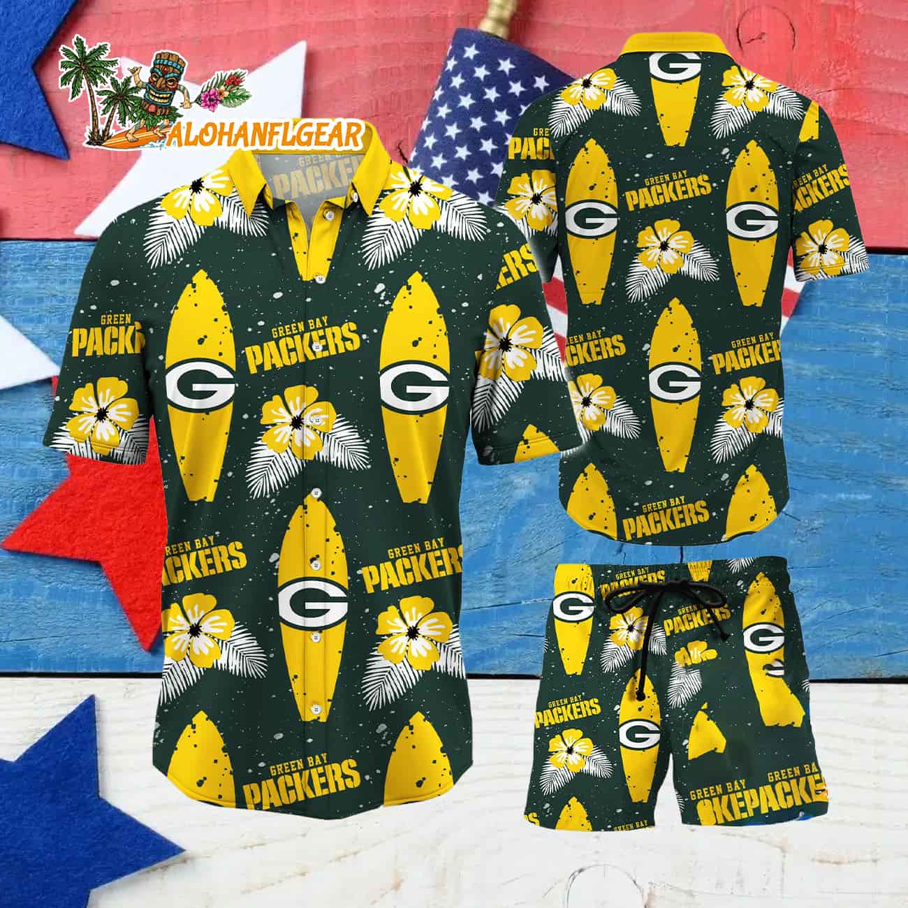 Green Bay Packers Flower Pattern Hawaiian Shirt And Shorts Green Bay Packers Flower Pattern Hawaiian Shirt And Shorts