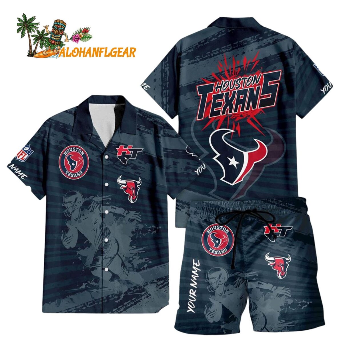 Houston Texans Combo Hawaiian Shirt And Shorts Football Summer Beach Hawaiian Sets 1