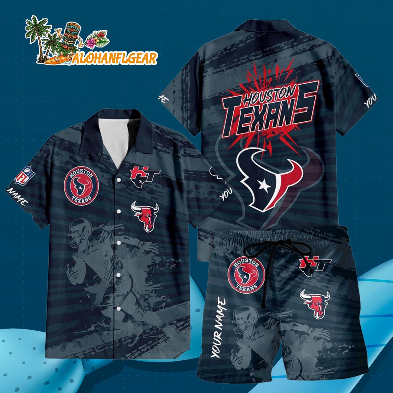 Houston Texans Combo Hawaiian Shirt And Shorts Houston Texans Combo Hawaiian Shirt And Shorts
