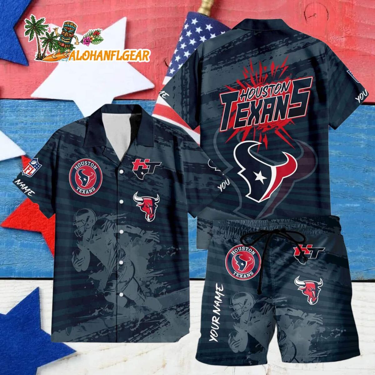 Houston Texans Combo Hawaiian Shirt And Shorts Football Summer Beach Hawaiian Sets 4