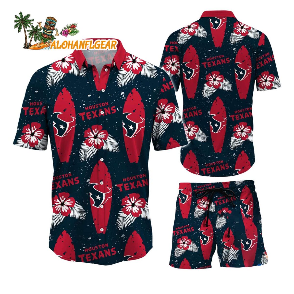 Houston Texans Flower Pattern Hawaiian Shirt And Shorts Football Summer Hawaiian Set 1