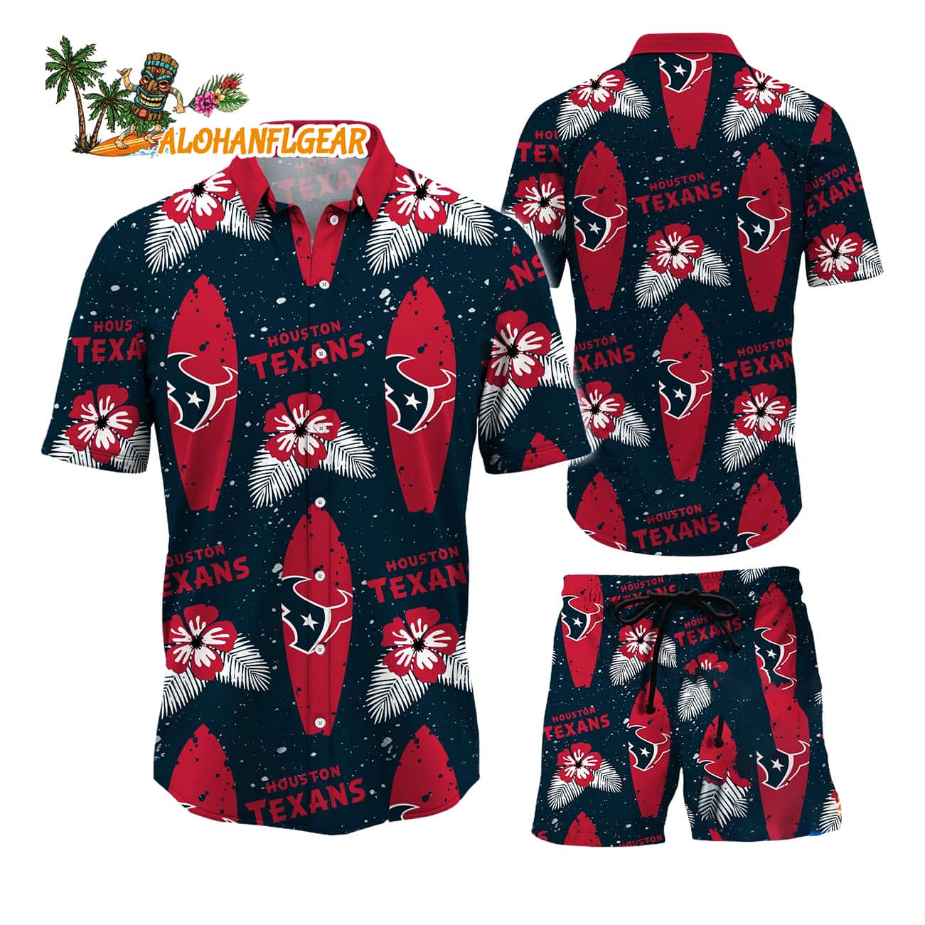 Houston Texans Flower Pattern Hawaiian Shirt And Shorts Houston Texans Flower Pattern Hawaiian Shirt And Shorts