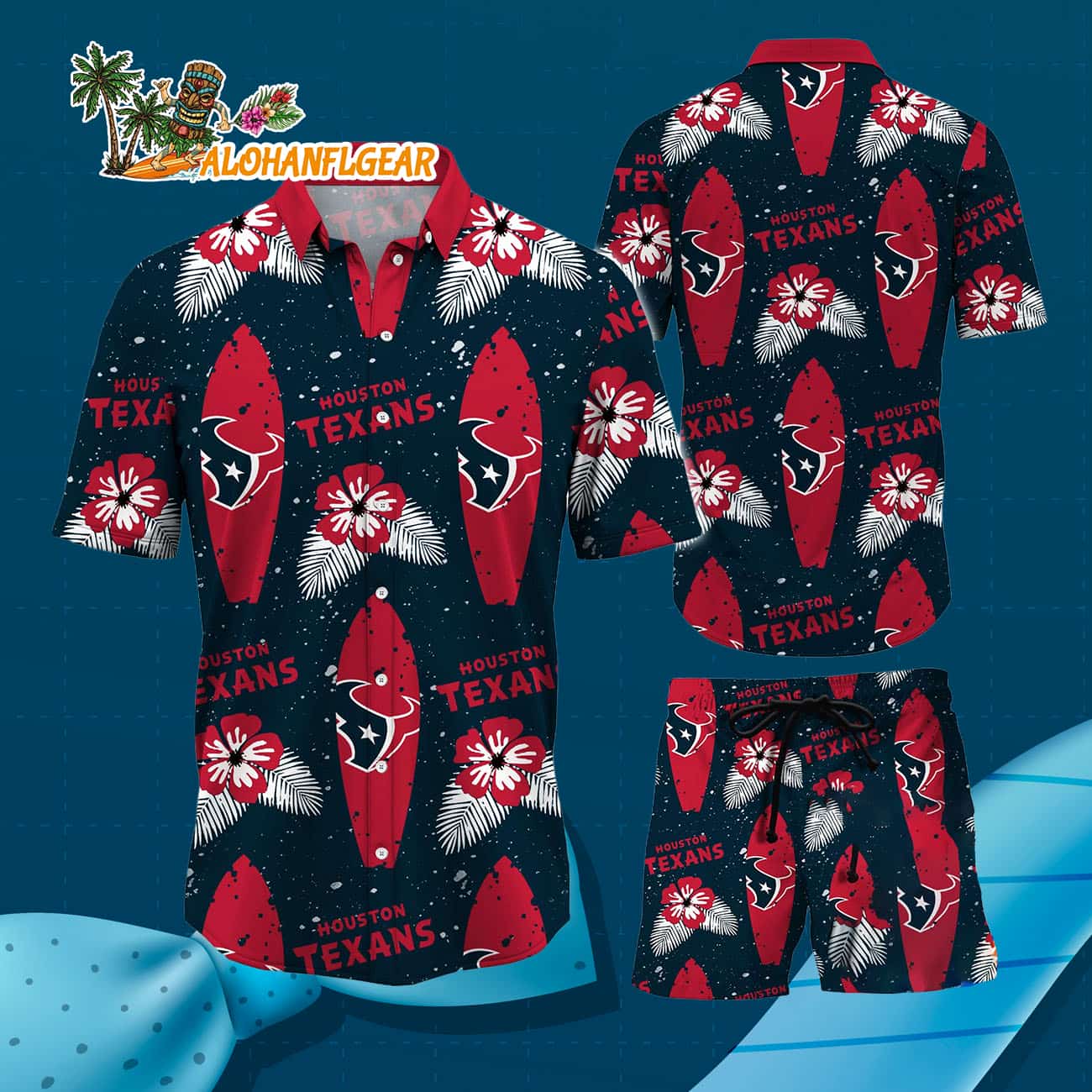 Houston Texans Flower Pattern Hawaiian Shirt And Shorts Houston Texans Flower Pattern Hawaiian Shirt And Shorts