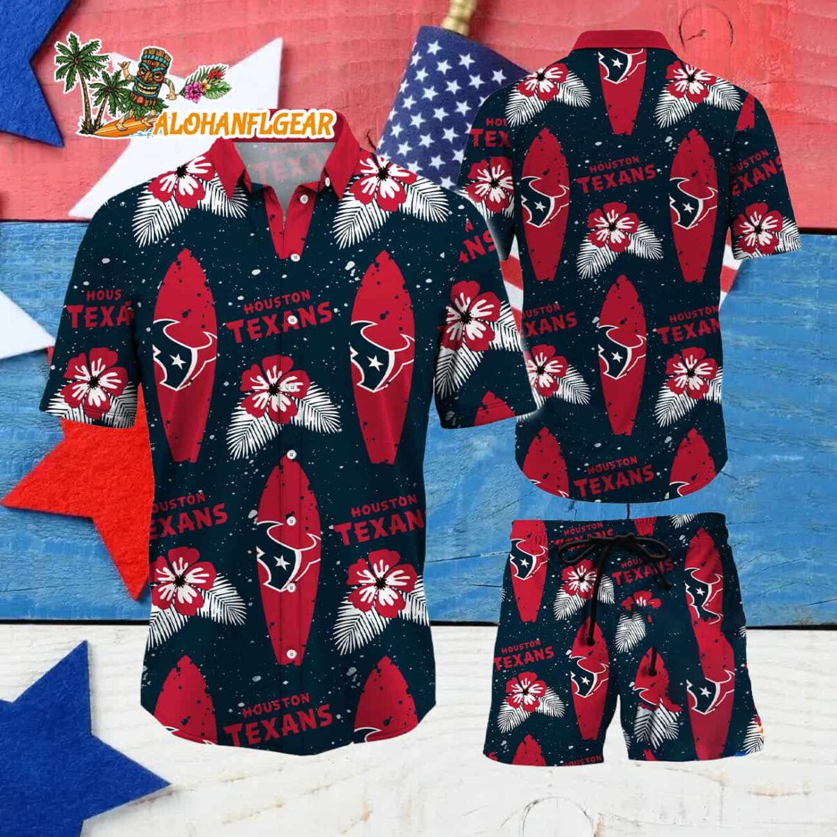 Houston Texans Flower Pattern Hawaiian Shirt And Shorts Football Summer Hawaiian Set 4