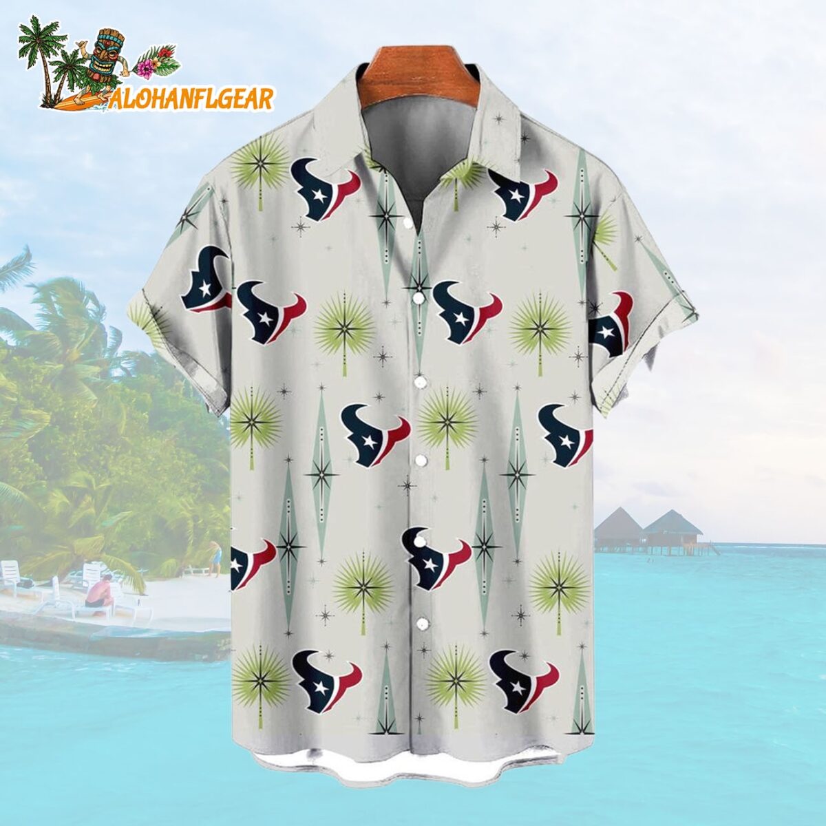Houston Texans Football Team Logo Funny Aloha Hawaiian Shirt 1