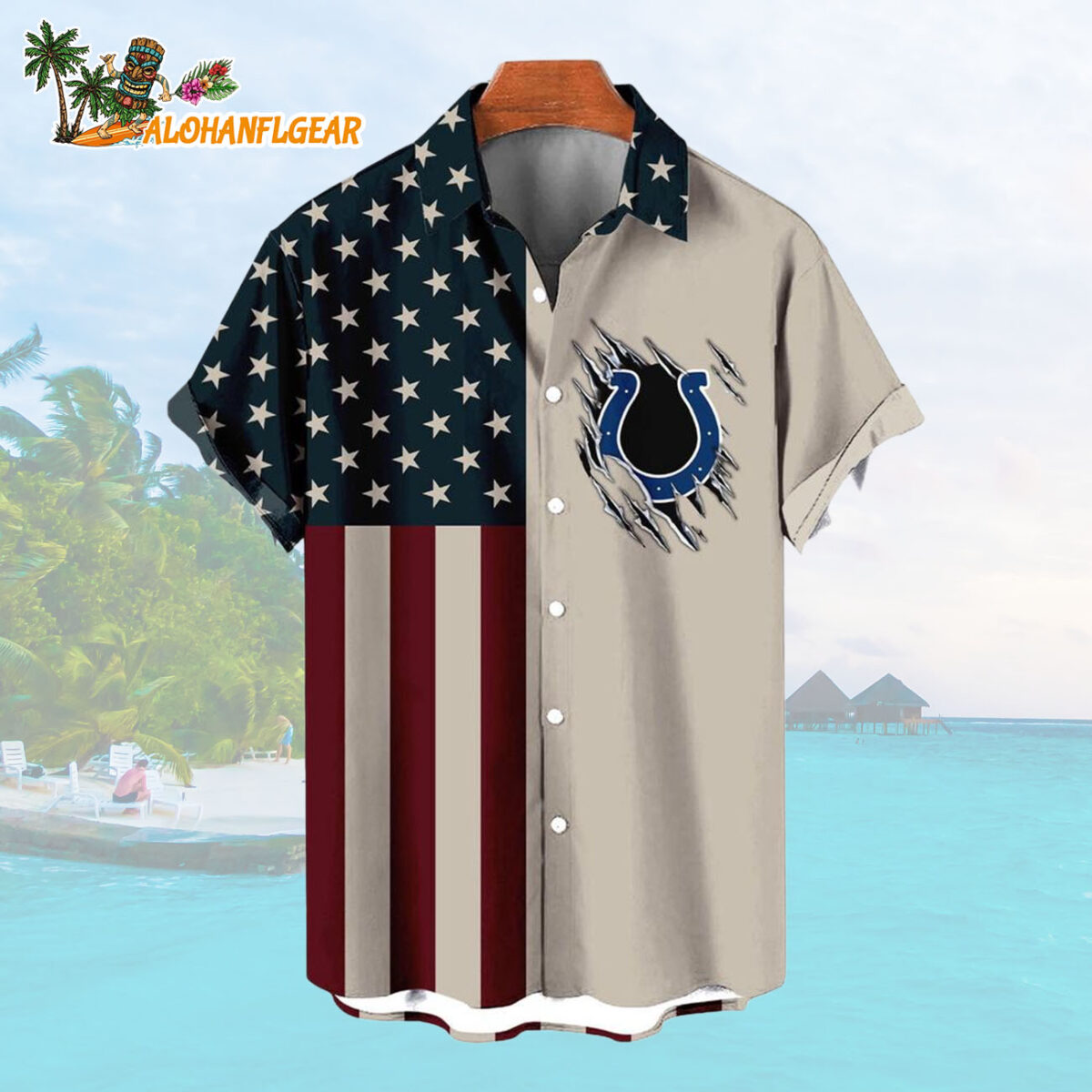 Indianapolis Colts American Flag Summer Button Hawaiian Shirt 1