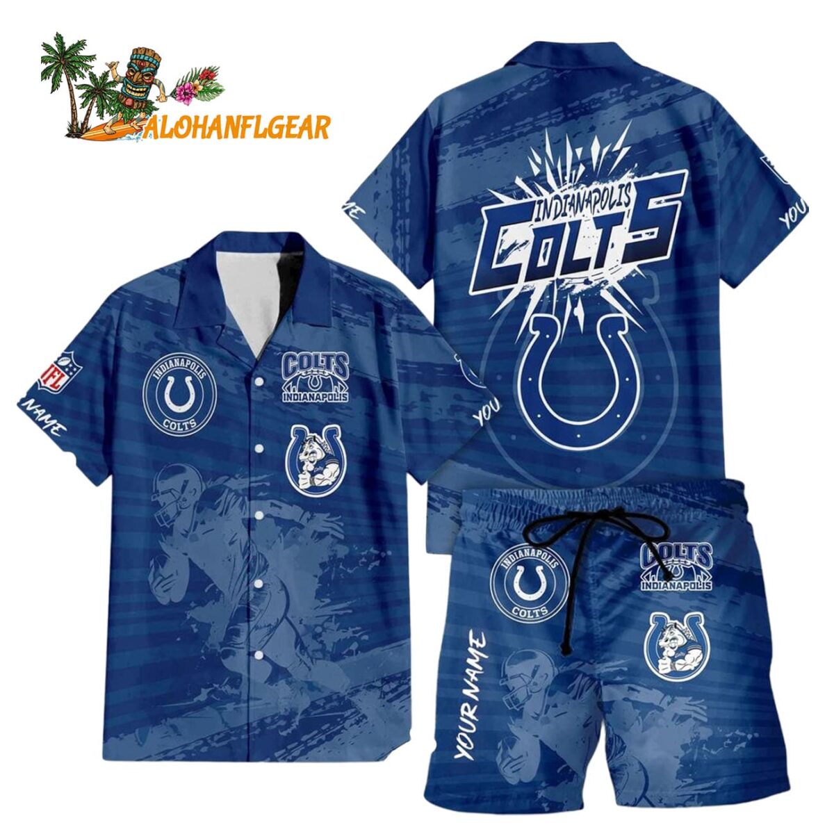 Indianapolis Colts Combo Hawaiian Shirt And Shorts Football Summer Beach Hawaiian Sets 1