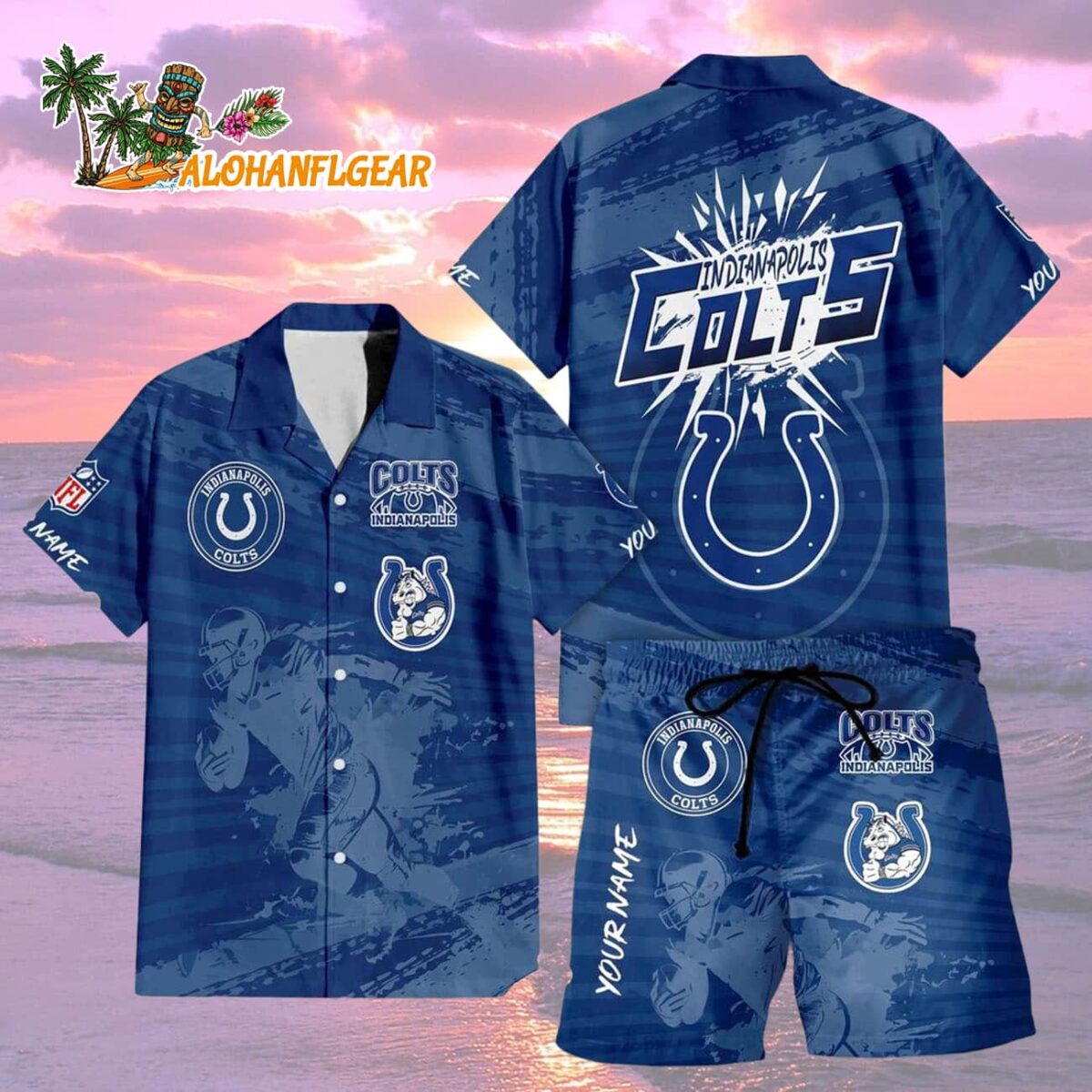 Indianapolis Colts Combo Hawaiian Shirt And Shorts Football Summer Beach Hawaiian Sets 2