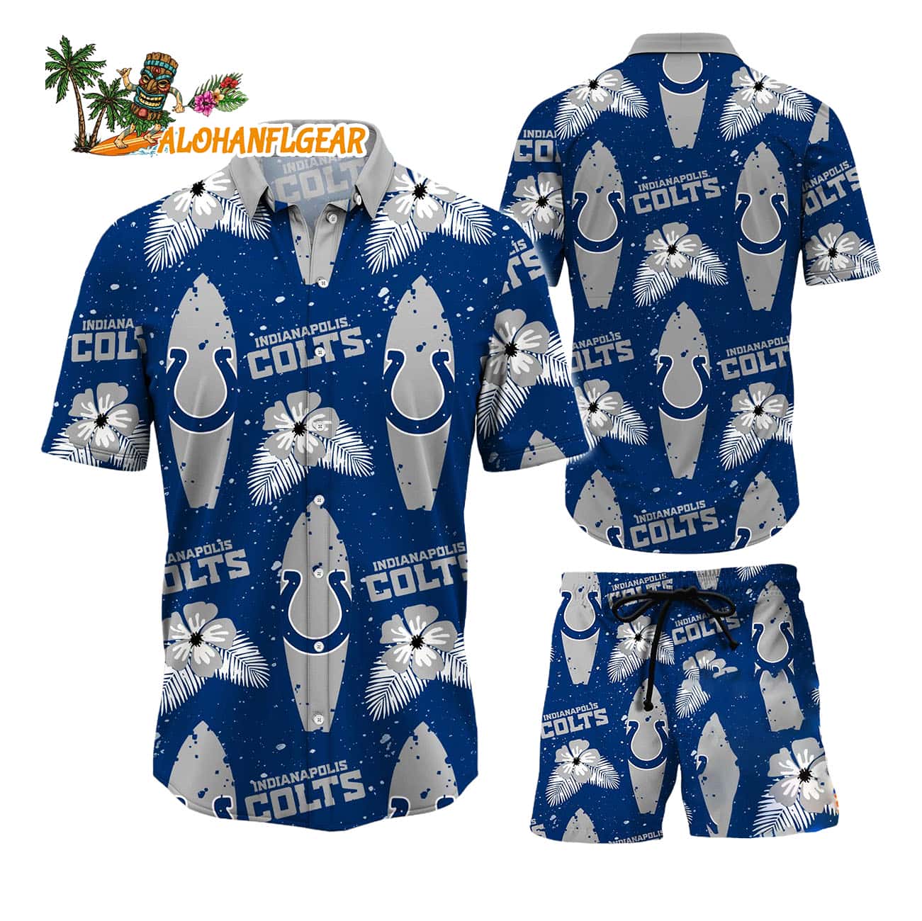 Indianapolis Colts Flower Pattern Hawaiian Shirt And Shorts Indianapolis Colts Flower Pattern Hawaiian Shirt And Shorts