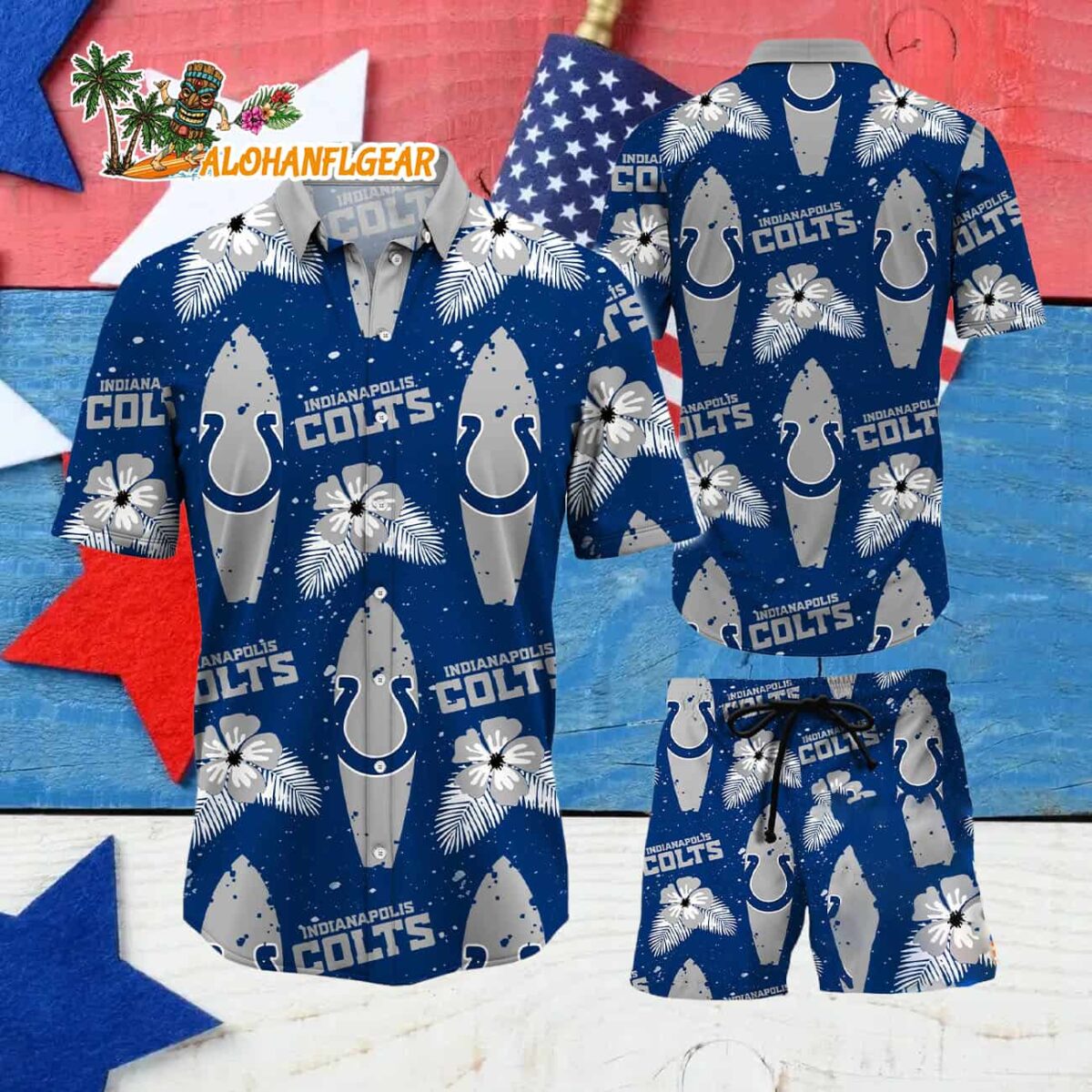 Indianapolis Colts Flower Pattern Hawaiian Shirt And Shorts Football Summer Hawaiian Set 4