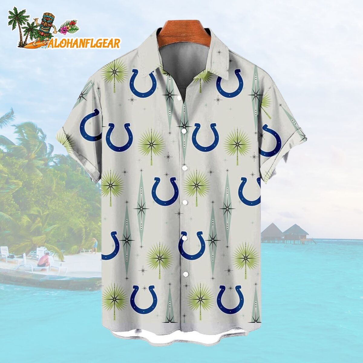Indianapolis Colts Football Team Logo Funny Aloha Hawaiian Shirt 1