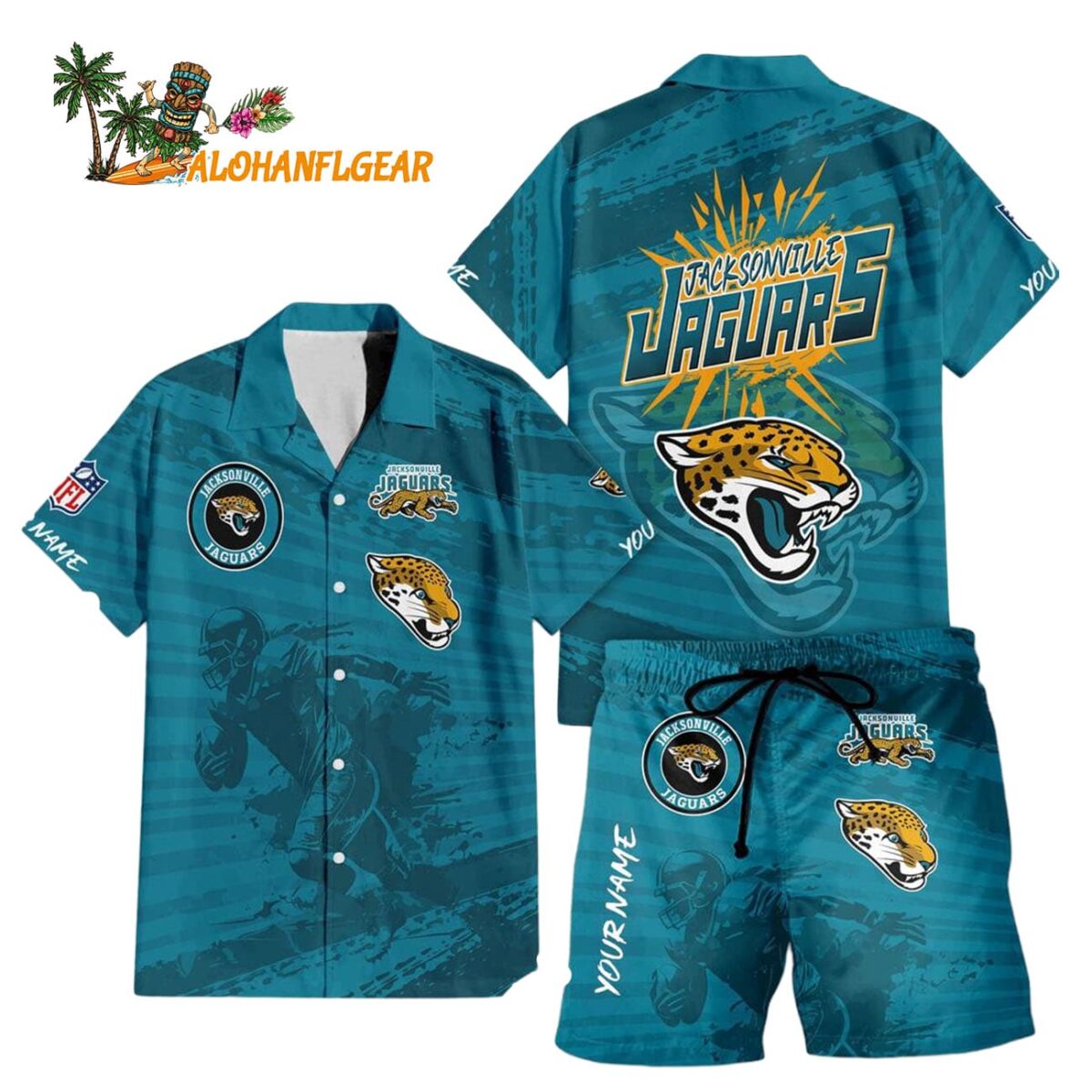 Jacksonville Jaguars Combo Hawaiian Shirt And Shorts Football Summer Beach Hawaiian Sets 1