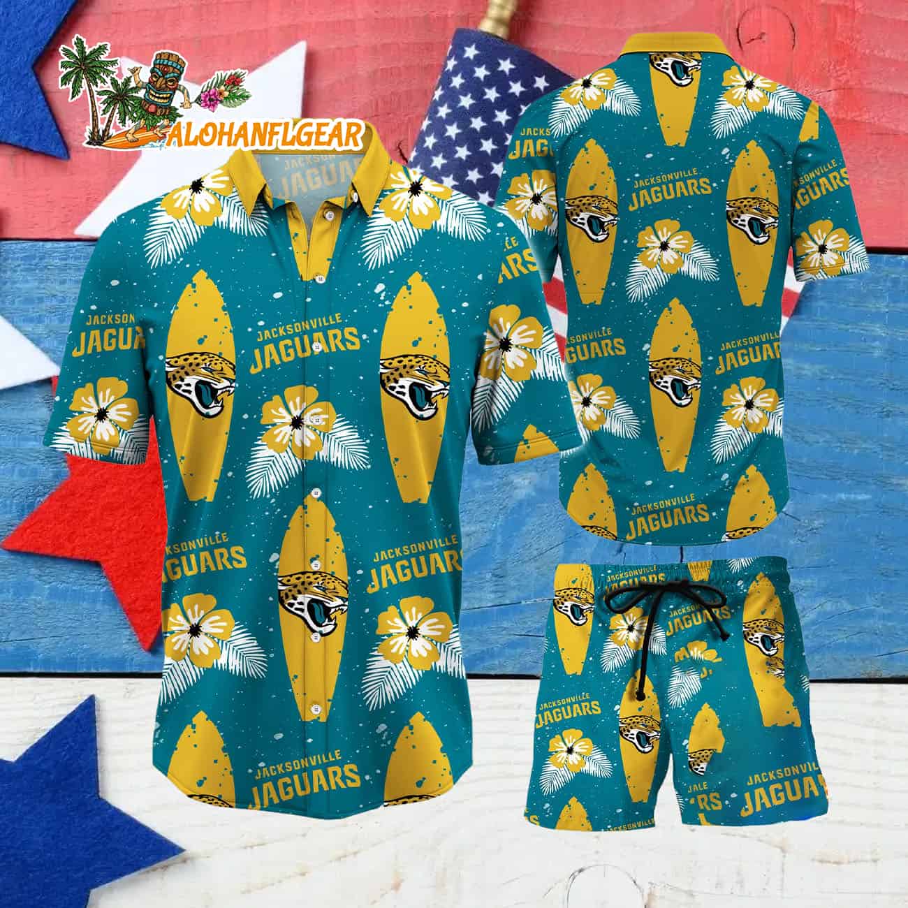 Jacksonville Jaguars Flower Pattern Hawaiian Shirt And Shorts Jacksonville Jaguars Flower Pattern Hawaiian Shirt And Shorts