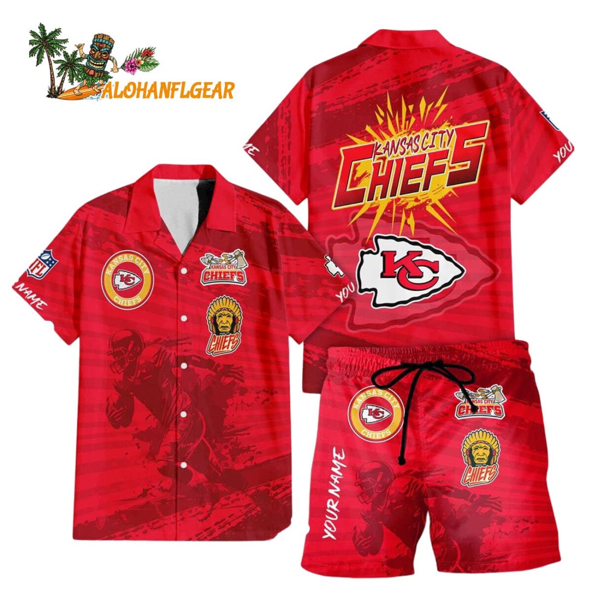 Kansas City Chiefs Combo Hawaiian Shirt And Shorts Football Summer Beach Hawaiian Sets 1