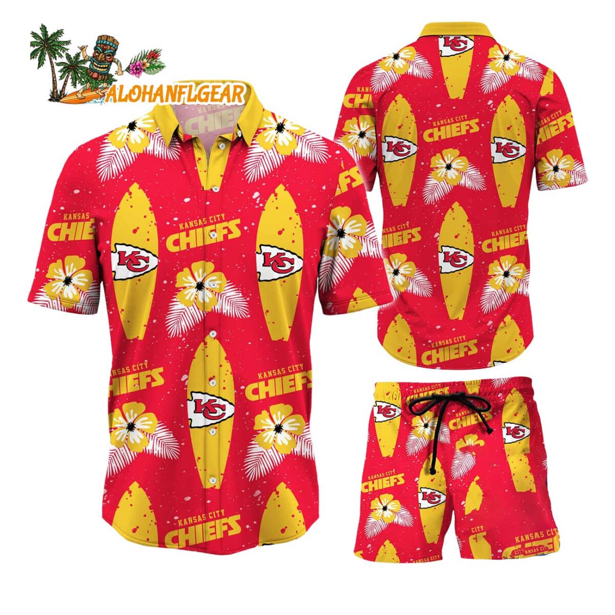 Kansas City Chiefs Flower Pattern Hawaiian Shirt And Shorts Football Summer Hawaiian Set 1